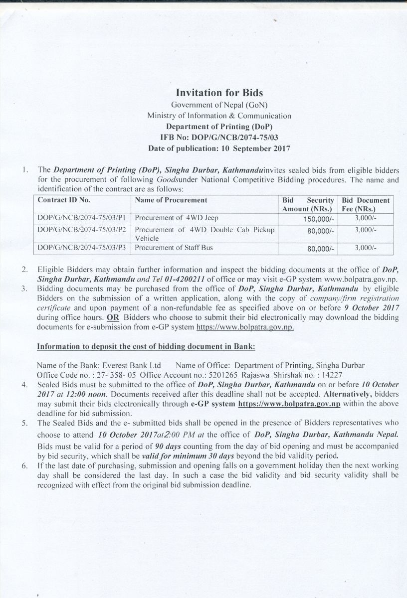 Invitation for bids