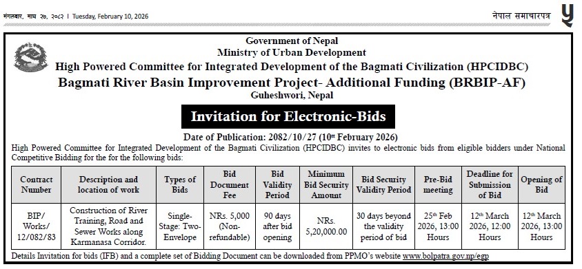 Invitation for Electronic-Bids BIP/Works/12/082/83