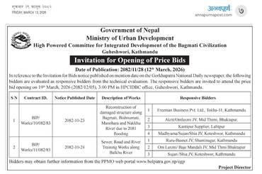 Invitation for Opening of Price Bids BIP/Works/10-11/082/83 - img