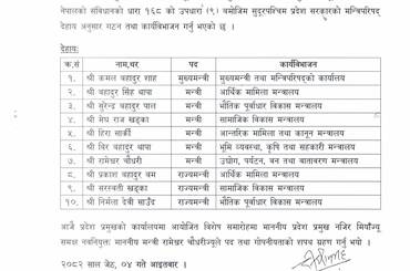 मन्त्रिपरिषद् गठन तथा कार्यविभाजन सम्बन्धी विज्ञप्ती - img
