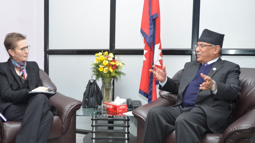 प्रधानमन्त्रीसँग युएनडिपीका आवासीय प्रतिनिधि भ्यालेरी जुलियानको भेट