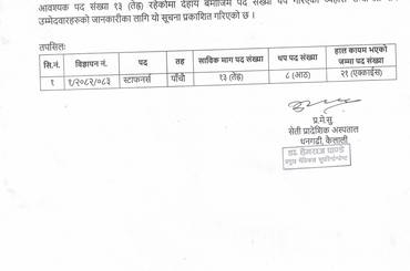 स्टाफनर्स पदको माग संख्या थप गरिएको सम्बन्धी सूचना - img