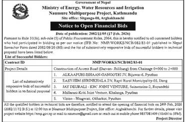 Notice to open Financial Bid (First date of publication: 2082/11/05) - img