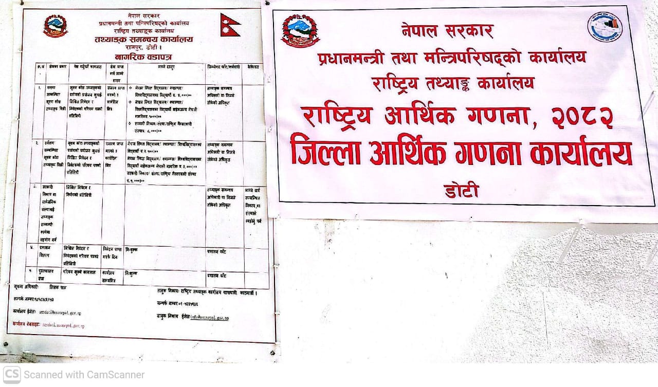 आर्थिक गणना कार्यालय स्थापना भएको सम्बन्धमा