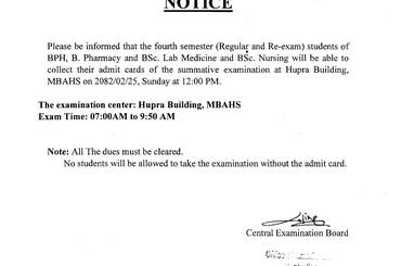 Notice No: 90 Admit card collection and exam center notice (Fourth Semester) - img