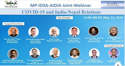 IDSA-AIDIA संयुक्त वेबिनार: COVID-19 र भारत–नेपाल सम्बन्ध